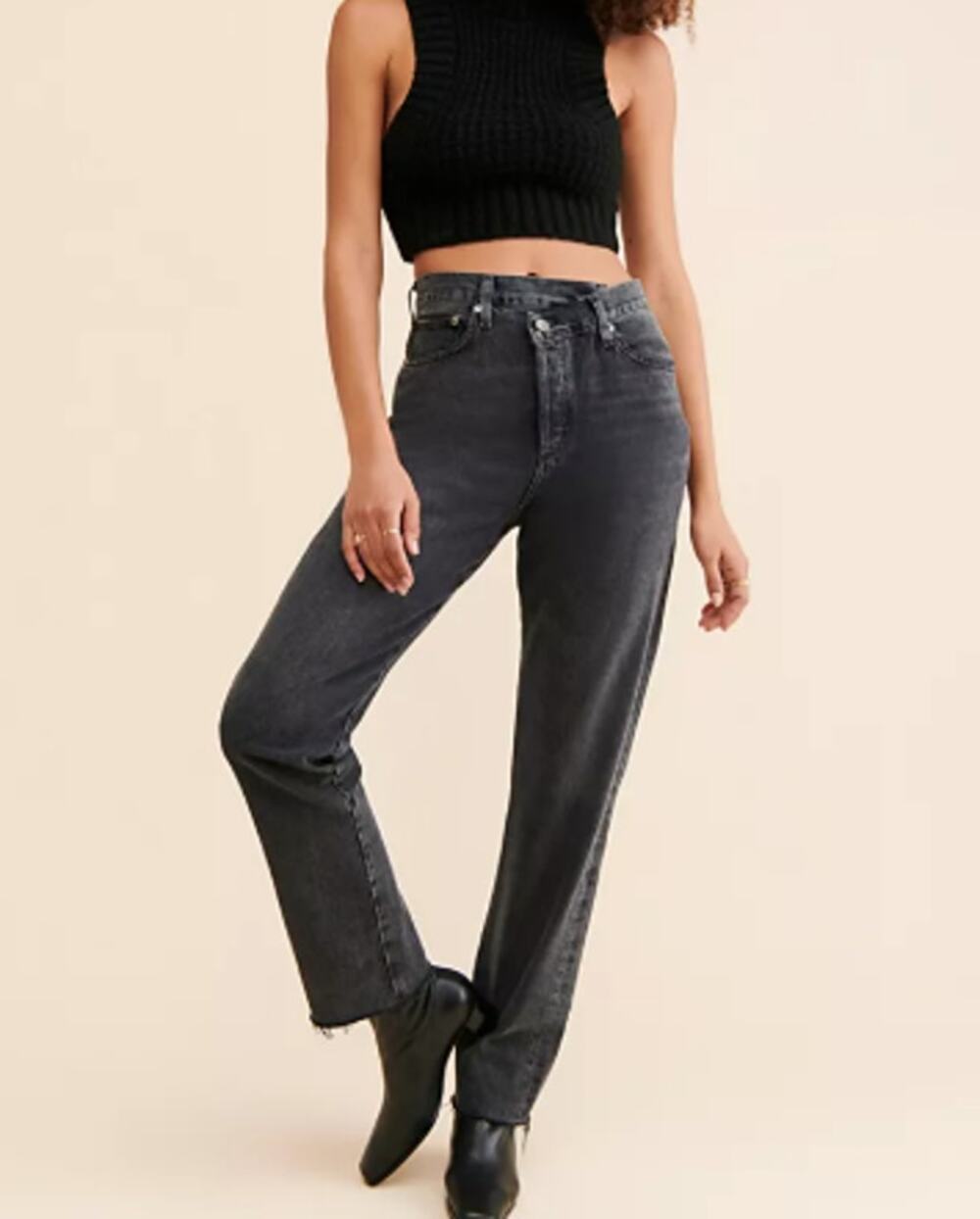 AGOLDE Arc Criss Cross Jean Phase Weightless Black Rigid Size 26 NWOT